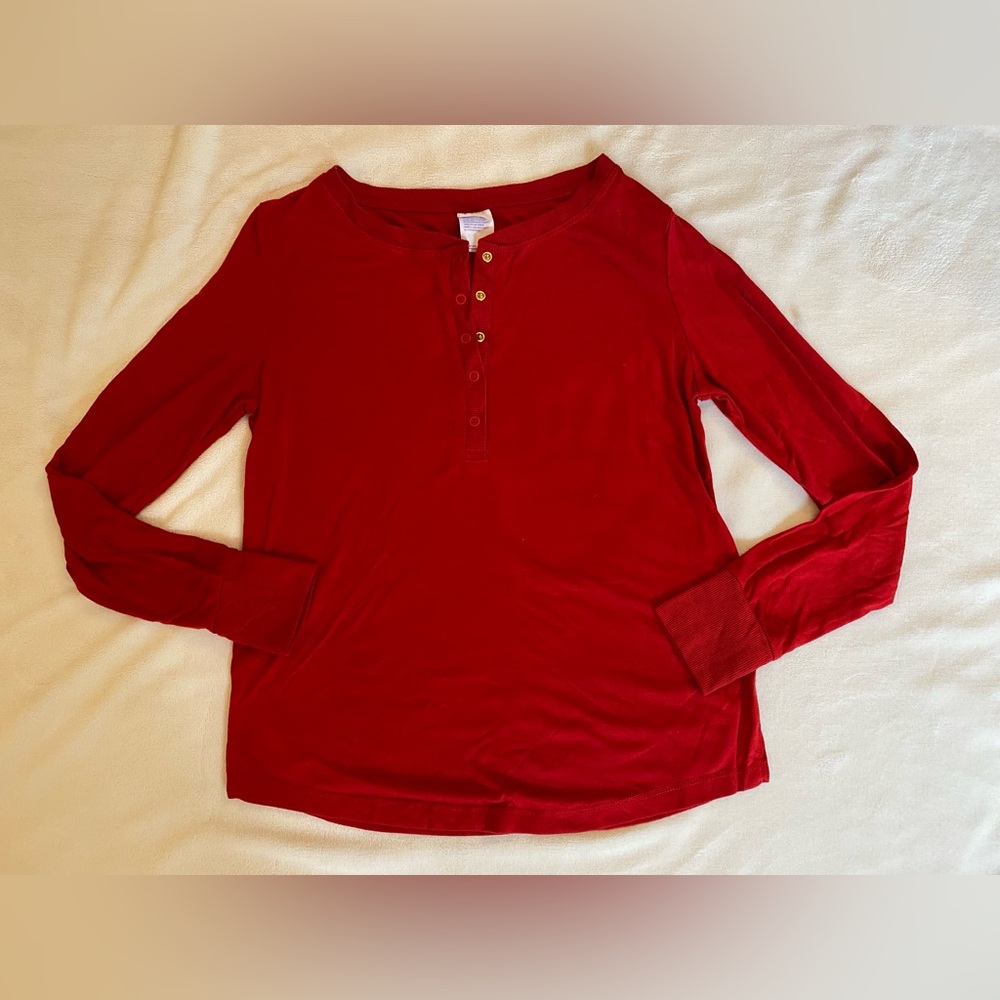 Red Henley style top
